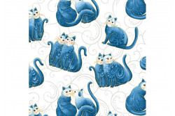 Tissu patch de Benartex Cat-i-tude "Chats bleus sur fond blanc"