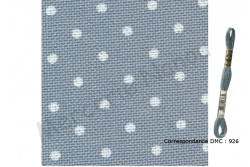 Etamine unifil MURANO de Zweigart, coloris 5269 bleu gris pois blanc