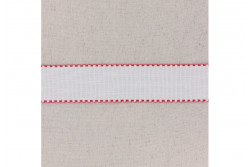 Bande à broder en Aida 5.5, blanc, bords festonnés rouge, 5 cm
