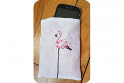 Kit de broderie avec fils de soie Pochette Flamingo