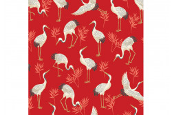 Tissu Makower "Michiko" Cranes Red