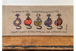 Fiche de broderie à point compté " La devise du Chat"