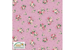 Tissu Stof "Gigi Roses" petites roses sur fond vieux rose